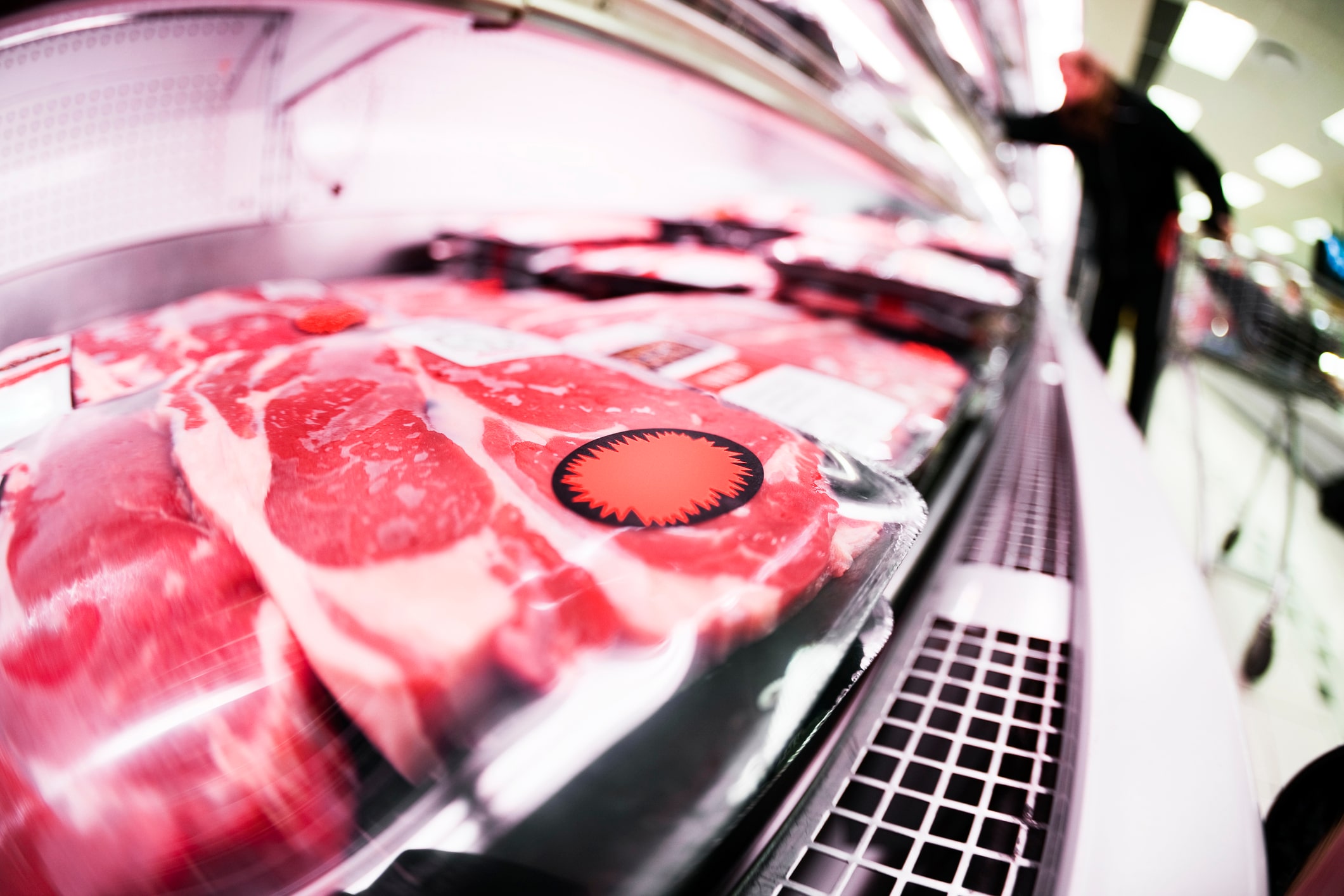 Meat packaging in-store shelf storage